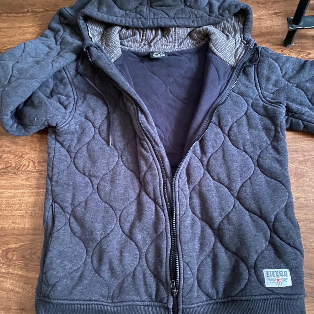Nike6.0 Men size Medium Quilted Hooded Zip-Up Sweatshirt - Dark Gray